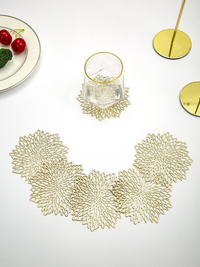 6pcs Flower Shaped Hollow Coaster