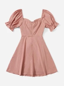 SHEIN MOD Drawstring Knot Front Dress - Dusty Pink - View 2