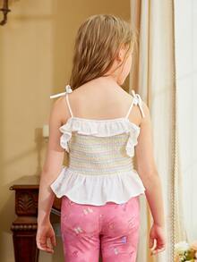 SHEIN Girls Striped Ruffle Trim Cami Top - Multicolor - View 2