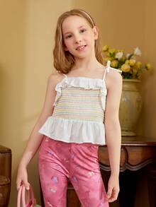 SHEIN Girls Striped Ruffle Trim Cami Top - Multicolor - View 4