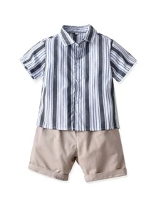 Kleinkind Jungen Shirt mit Block Streifen & Shorts
