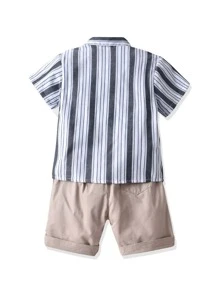 Kleinkind Jungen Shirt mit Block Streifen & Shorts