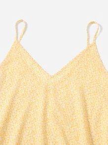 SHEIN VCAY 小碎花印花吊帶連衣裙 - 黃色 - 查看 4