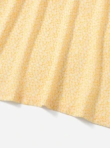 SHEIN VCAY 小碎花印花吊帶連衣裙 - 黃色 - 查看 5