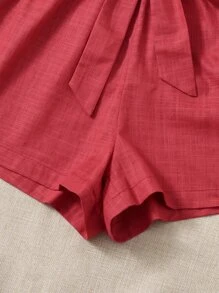 SHEIN Frenchy Áo liền quần nữ Thắt lưng Gân đan Nút phía trước Khối Màu Giải trí - Nhiều màu - Xem 5