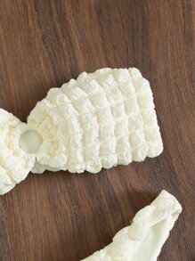 Ring Linked Bandeau Bikini, For Summer Beach Vacation - Beige - View 3