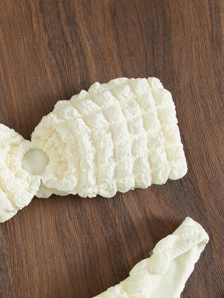 Bikini con bandeau de anillos, para vacaciones de verano en la playa - Beis - Añade 3