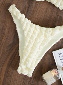 Ring Linked Bandeau Bikini, For Summer Beach Vacation - Beige - View 4