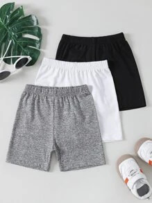 SHEIN 3pcs/Pack Young Girl Stretchy Soft Fitted Shorts, Fashionable Tri-Color Combination, Comfortable For Daily Wear, Sports, Beach Holiday - Multicolor - View 1