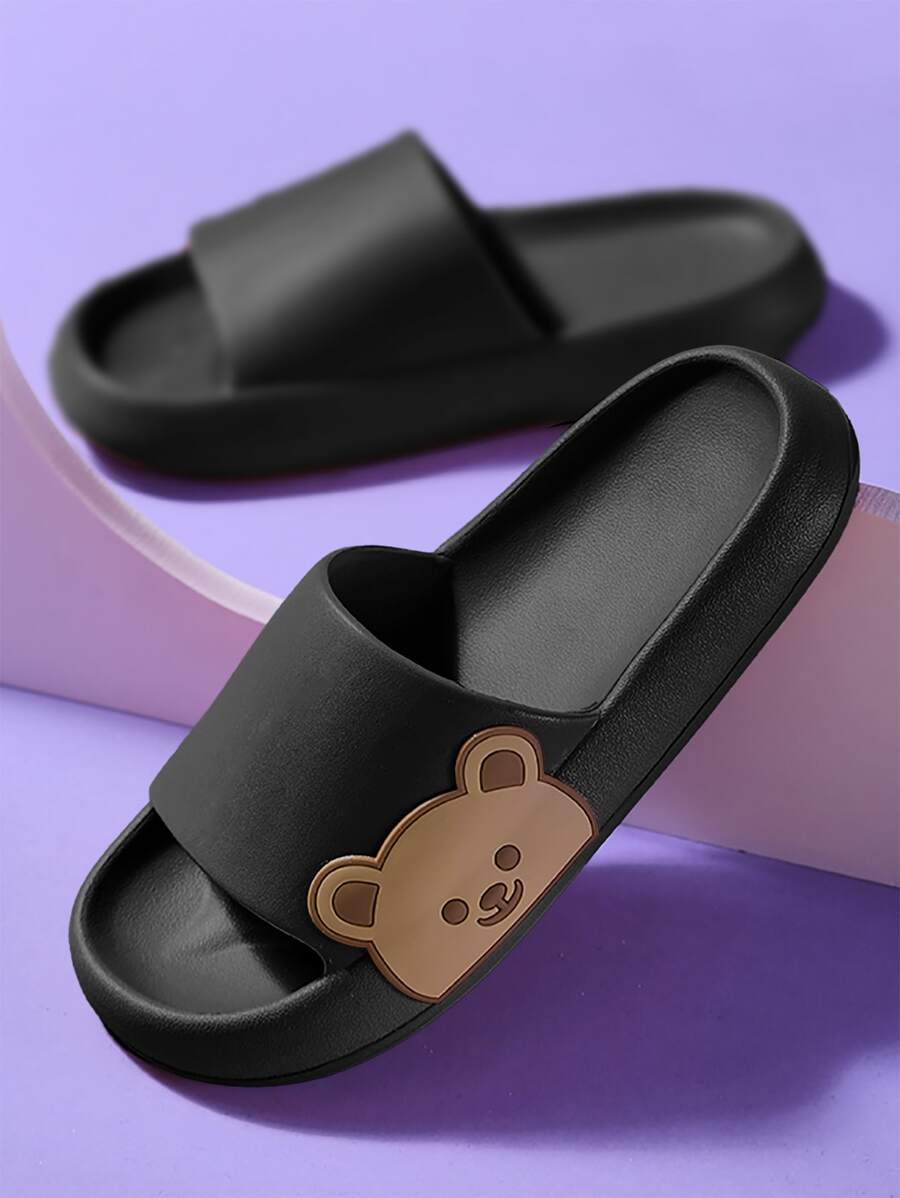 秋冬男士卡通熊图案拖鞋，时尚浴室 EVA 拖鞋