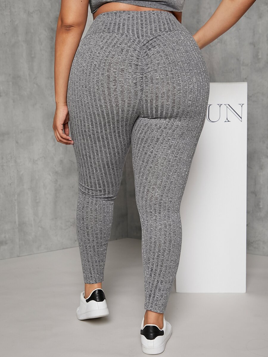 SHEIN EZwear Quần lót kích thước lớn Xù màu trơn Thể thao - Xám - Xem 1