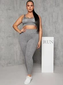 SHEIN EZwear Quần lót kích thước lớn Xù màu trơn Thể thao - Xám - Xem 3