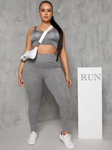 SHEIN EZwear Quần lót kích thước lớn Xù màu trơn Thể thao - Xám - Xem 4