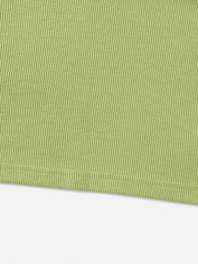 SHEIN EZwear Áo hai dây Gân đan màu trơn Giải trí - Màu xanh chanh - Xem 6