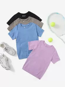 Easithlete 4 piezas Camiseta deportiva inconsútil con puntada de manga raglán - Multicolor - Ver 1