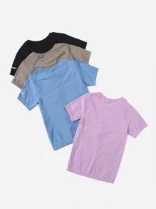 Easithlete 4 piezas Camiseta deportiva inconsútil con puntada de manga raglán - Multicolor - Ver 2