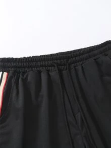 Manfinity Men Contrast Striped Tape Drawstring Waist Sweatpants - Black - View 5