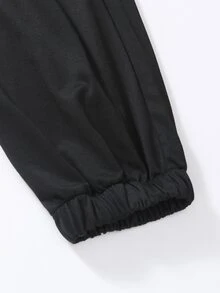 Manfinity Men Contrast Striped Tape Drawstring Waist Sweatpants - Black - View 6