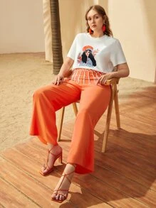 Mulvari 大碼人像圖案流蘇下擺T恤 - 白色 - 查看 10