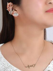 9入組人造珍珠裝飾耳環和1入組項鍊 - 銀色 - 查看 2