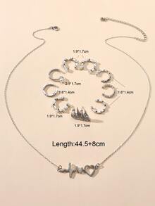 9入組人造珍珠裝飾耳環和1入組項鍊 - 銀色 - 查看 7