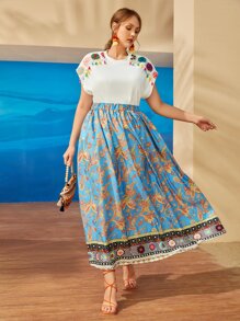 SHEIN VCAY Camiseta con diseño de fleco de manga murciélago - Blanco - Ver 6