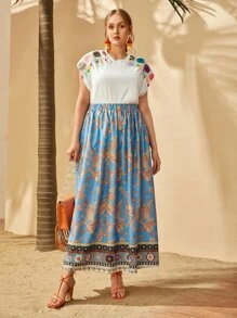 SHEIN VCAY Camiseta con diseño de fleco de manga murciélago - Blanco - Ver 8