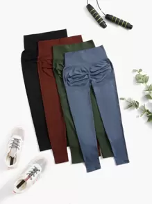 Easithlete 4入組健身褲襪無縫收復瑜伽打底褲帶 - 彩色 - 查看 1