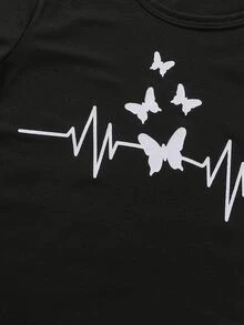 Toddler Girls 4pcs Cat & Butterfly Print Tee - Multicolor - View 3