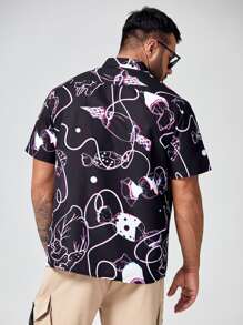 Manfinity Men Plus Random Abstract Candy Print Shirt - Black - View 2