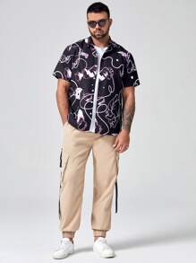 Manfinity Men Plus Random Abstract Candy Print Shirt - Black - View 5