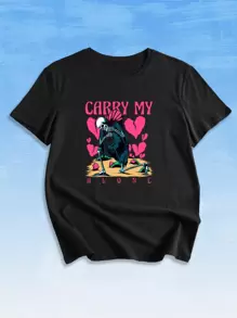 Nomouthh Camiseta de cráneo & con estampado de slogan - Negro - Ver 1