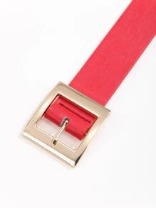 1 chiếc thắt lưng nữ cỡ lớn họa tiết hình học phong cách Y2K đen trắng đỏ da báo khóa vuông tráng gương, chất liệu PU, phụ kiện thời trang thường ngày mùa thu/đông, thích hợp cho mùa hè, mùa thu, Halloween. - Đỏ - Xem 3