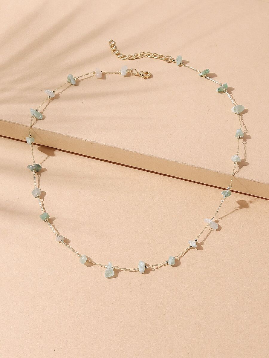 Vòng cổ trang trí bằng đá tự nhiên - màu xanh lá - Xem 1