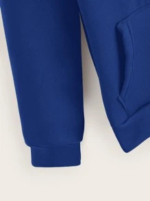 SHEIN Unity Áo nỉ Dây kéo Lá thư Giải trí - Màu xanh lam - Xem 3