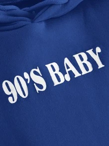 SHEIN Unity Áo nỉ Dây kéo Lá thư Giải trí - Màu xanh lam - Xem 4