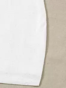 SHEIN EZwear Frill Trim Strap Knot Front Ruched Bust Eyelet Dress - White - View 5