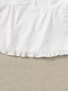 SHEIN Ruched Bust Frill Hem Blouse - White - View 5