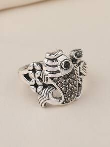 Anillo con diseño de pescado - Plata antigua - Ver 4