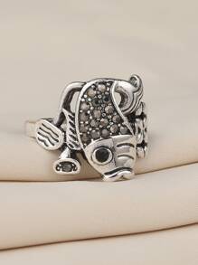 Anillo con diseño de pescado - Plata antigua - Ver 5