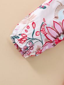 Bebé Jumpsuit con estampado floral ribete con fruncido - Multicolor - Ver 5