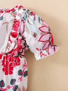 Bebé Jumpsuit con estampado floral ribete con fruncido - Multicolor - Ver 7