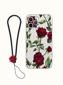 玫瑰樣式手機外殼附帶繩子 - 彩色 - 查看 1