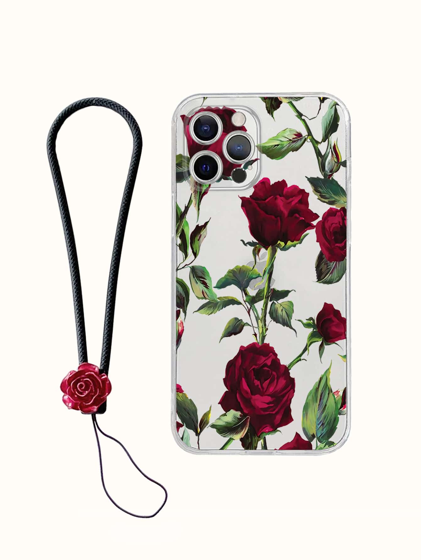 玫瑰樣式手機外殼附帶繩子 - 彩色 - 查看 1