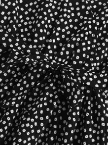 SHEIN Tween Girl Ditsy Floral Belted Cami Dress - Black and White - View 3
