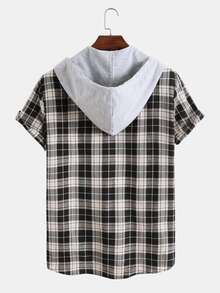 Manfinity Men Plaid Drawstring Hooded Shirt - Multicolor - View 2