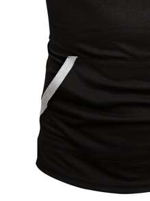 Manfinity Homme Men Contrast Trim Kangaroo Pocket Hooded Tank Top - Black - View 5
