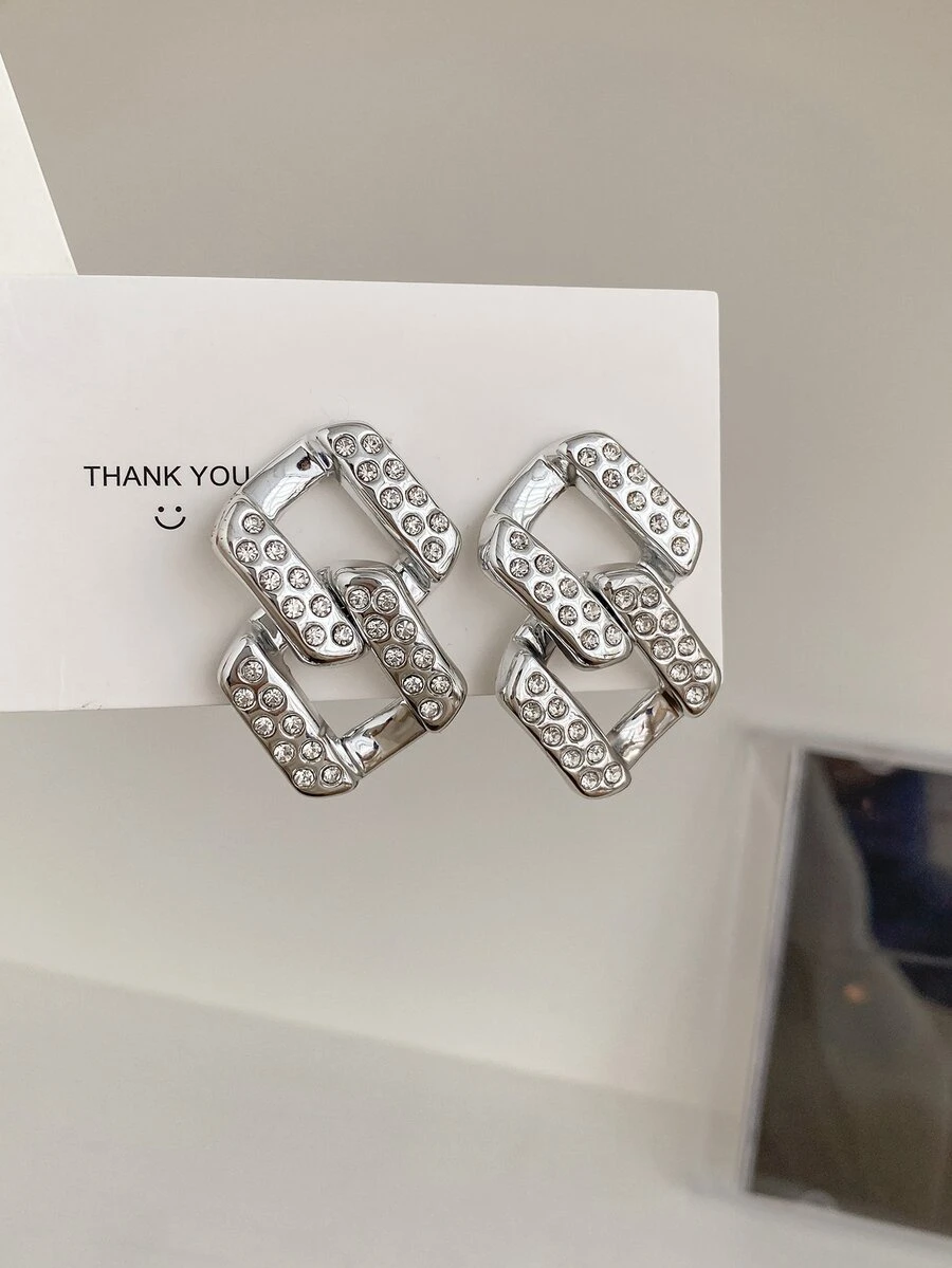 Hoa tai thiết kế địa lý Rhinestone - Nhiều màu - Xem 1