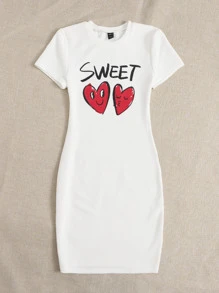 Muchica 字母和卡通圖案連衣裙 - 白色 - 查看 4