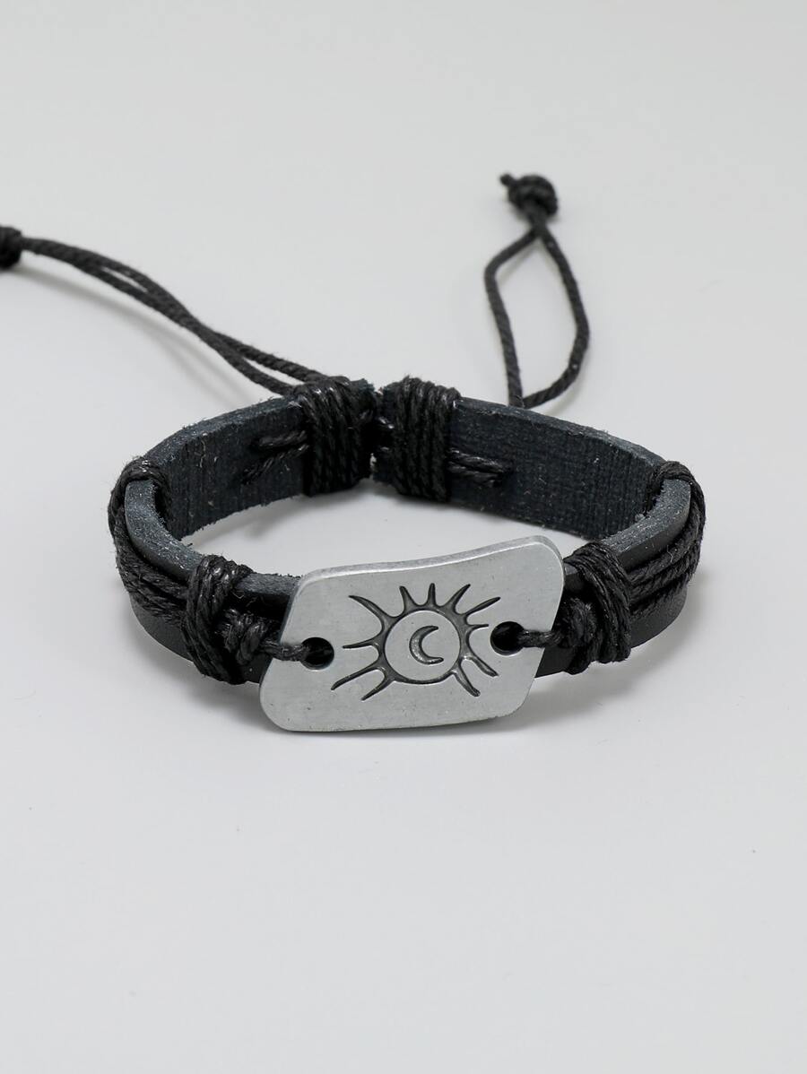 Pulsera con diseño de sol y luna - Negro - Ver 1